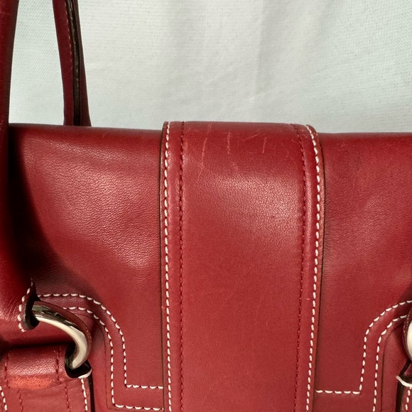 SOLD Coach Red Leather Shoulder Bag w/Large Silver Buckle GUC #10913 - Picture 12 of 13